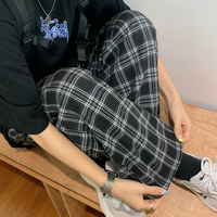 Spodnie w kratę damskie Casual Chic Oversize 3XL luźne spodnie z szerokimi nogawkami Ins Retro nastolatki Harajuku Hip-hop wszystkie mecze Unisex Streetwear 6